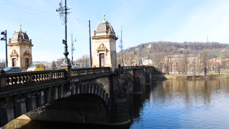 beautiful architecture of the legion bridge prague, czech republic