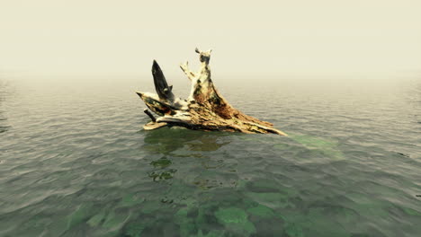 dead tree branches and trunk in the sea