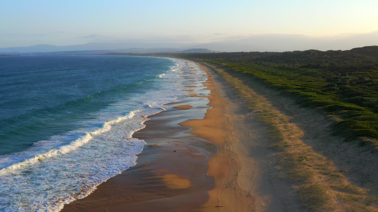 Scenic Wild Natural Beach at Wollongong, NSW Australia - Aerial shot
