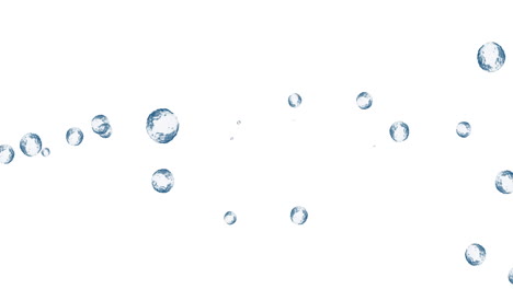 animation of multiple translucent blue bubbles floating across white background