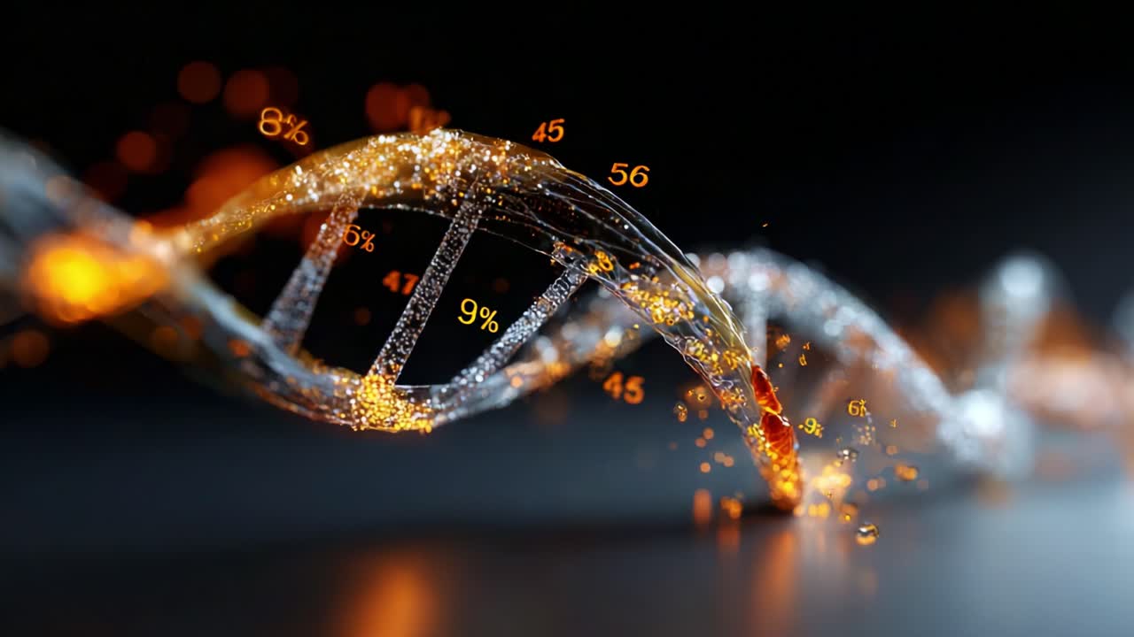 A Stunning Visualization of a DNA Helix Surrounded by Glowing Particles Representing Genetic Information, Highlighting the Beauty and Complexity of Life at the Molecular Level