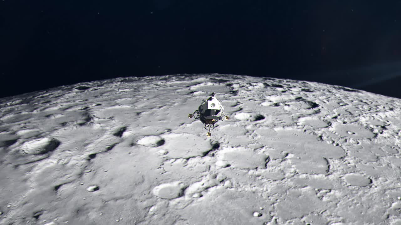 Eagle Module from Apollo Moon Mission Ascending from the Surface of the Moon to Lunar Orbit