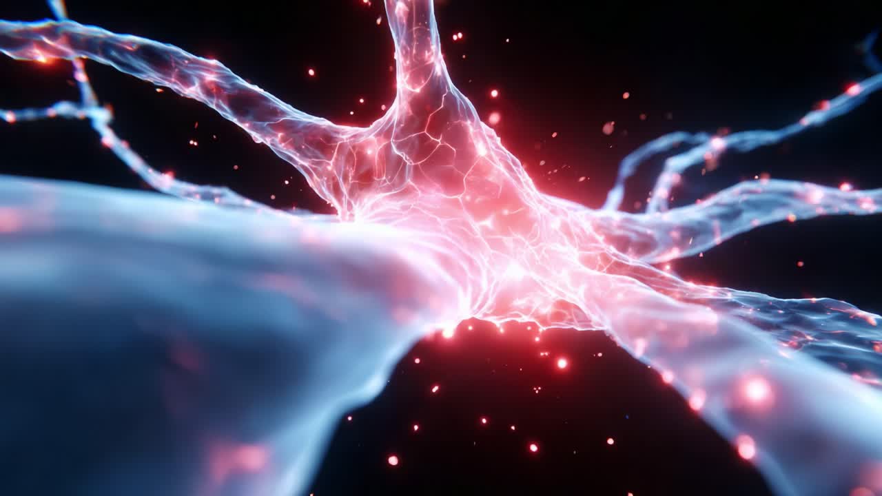 Dynamic Visualization of Neural Activity: An In-Depth Look at the Complex Connectivity and Electrifying Flow of Information Within a Neuron Structure, Highlighting the Intricacies of Neurotransmission