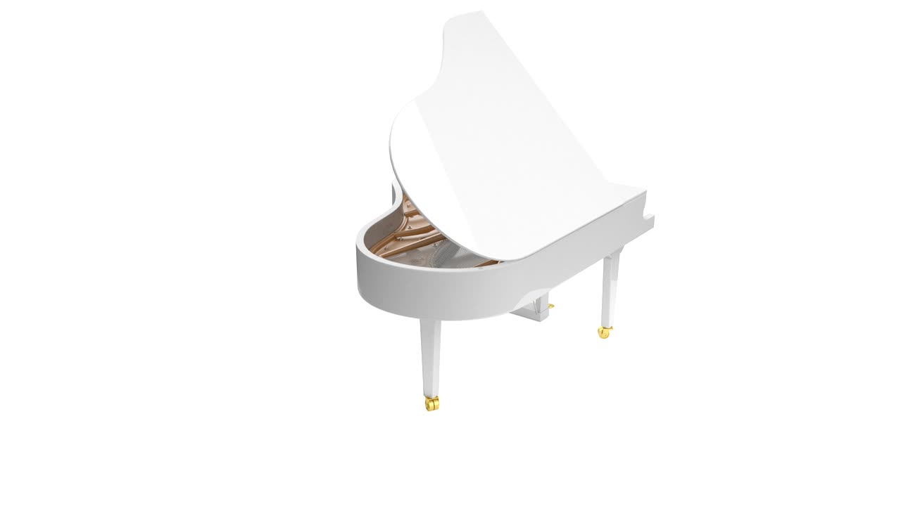 White glossy musical instrument - acoustic piano.