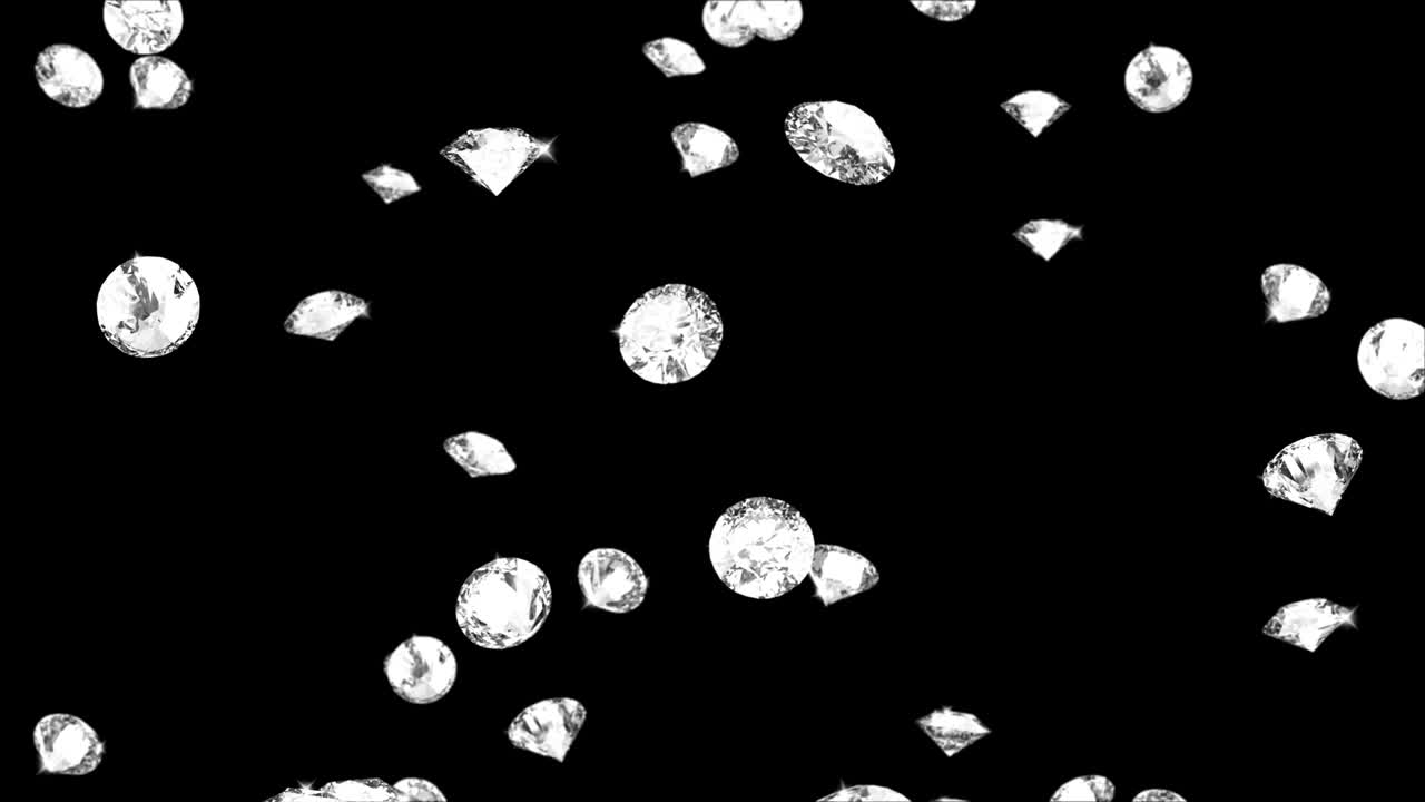 떨어지는 다이아몬드 입자의 고품질 애니메이션, 무한한 녹색 화면 애니메이션