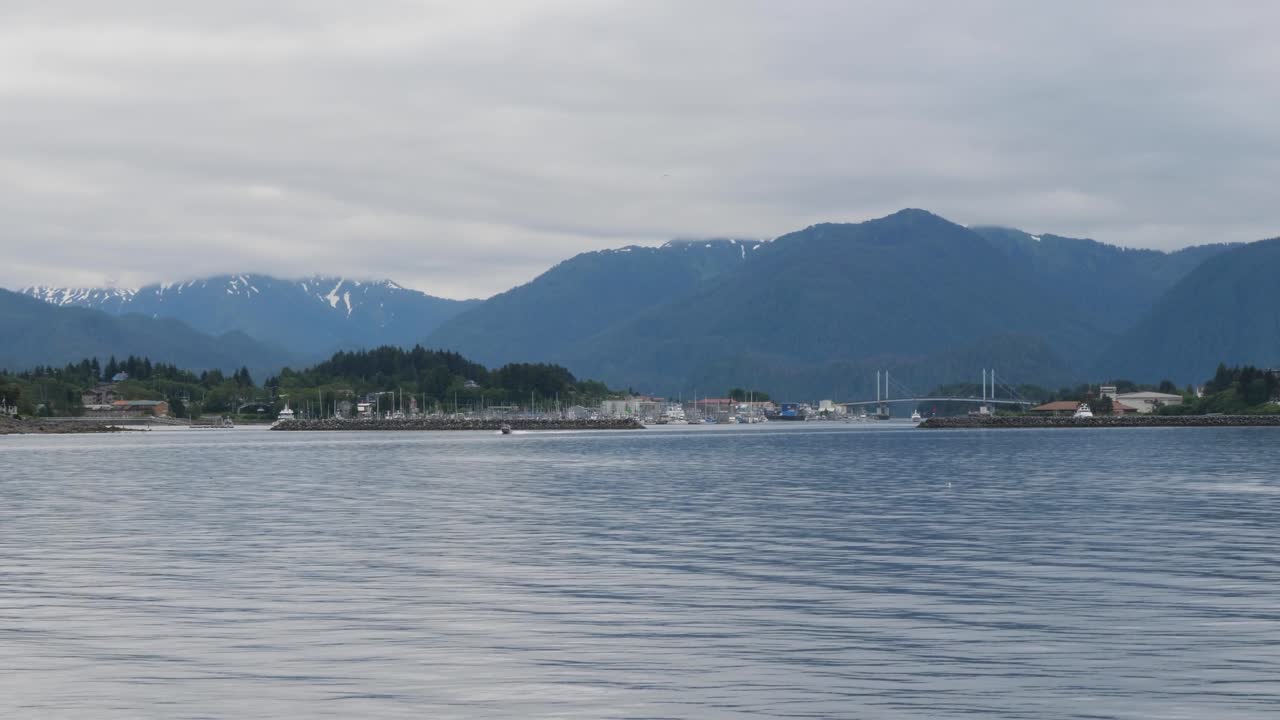 Sitka Channel, ANB Harbor and John O'Connell Bridge in Sitka, Alaska.