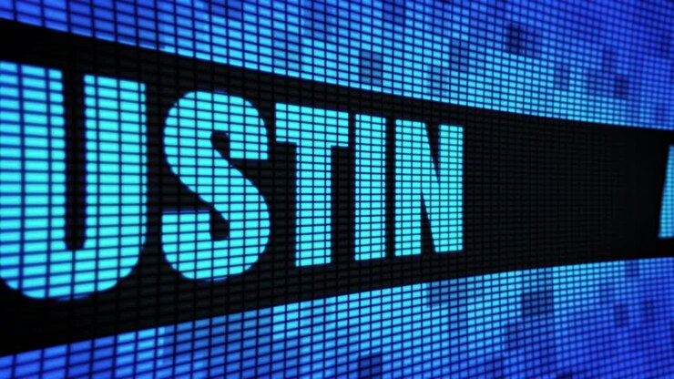 Nome della città di Austin su uno schermo LED