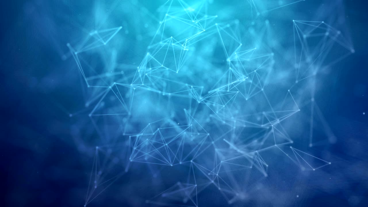 Abstract futuristic polygonal space connecting Plexus points, lines and triangles.