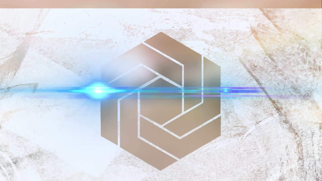 추상적인 배경에 조명 렌즈 플레어와 함께 육각형 모양의 애니메이션.