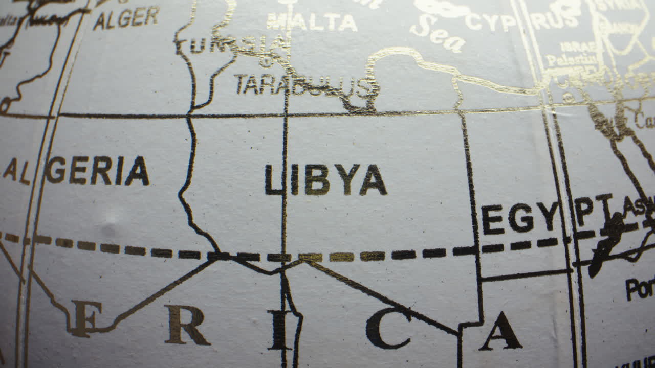 Globe Map of Libya and Surrounding Countries