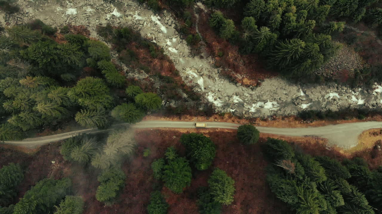 Mountain Valley Road with River and Trees