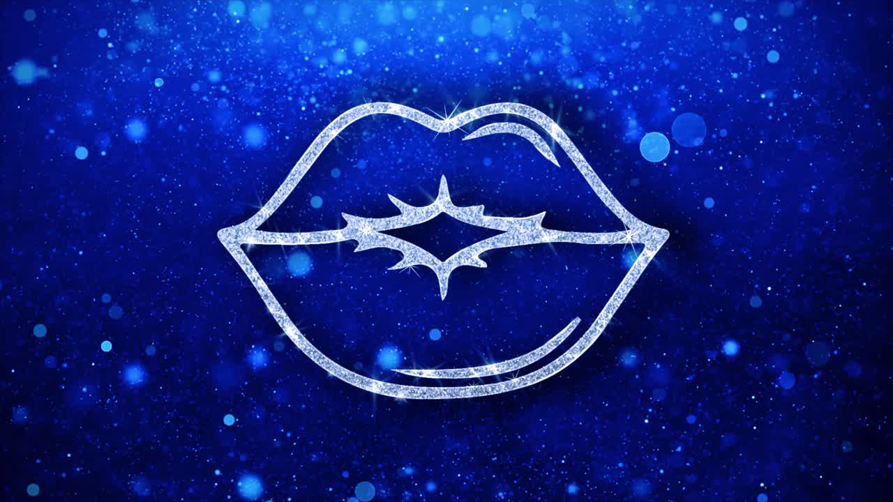 Sparkling Lips on Blue Background