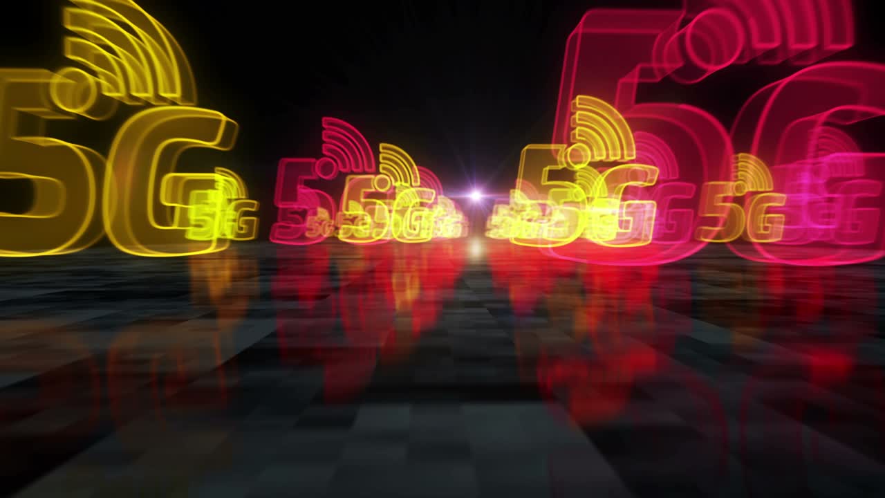 5g 고속 휴대 전화 네트워크 (symbols loop) 사이버 개념
