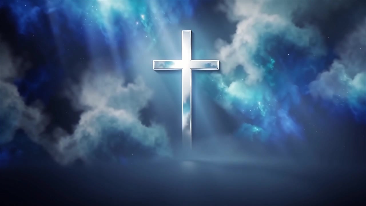 Croce Cristiana Luce Celestiale Sfondo per il Culto.