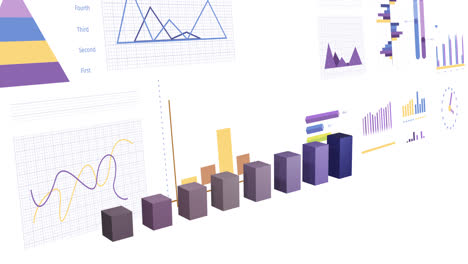 Animación-Del-Procesamiento-De-Datos-Financieros-Con-Gráficos-Sobre-Fondo-Blanco