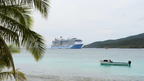 cruise ship in tropical paradise