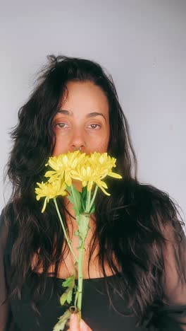 woman with yellow flowers