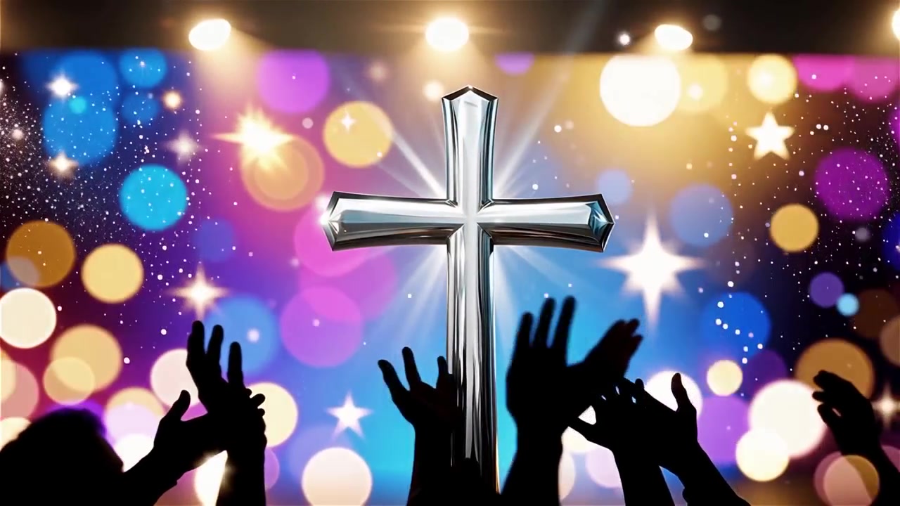 Cruz Cristiana con Luz Celestial, Fondo para Adoración.