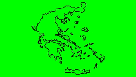 grecia dibujando el contorno del mapa en pantalla verde aislado pizarra blanca