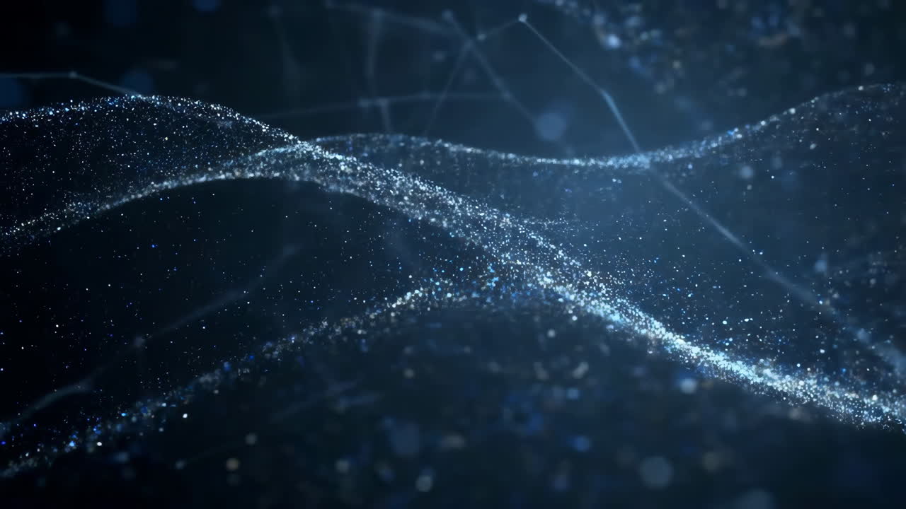 Abstract Digital Waves of Glowing Particles