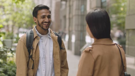 muslim couple on date meet on city street 3