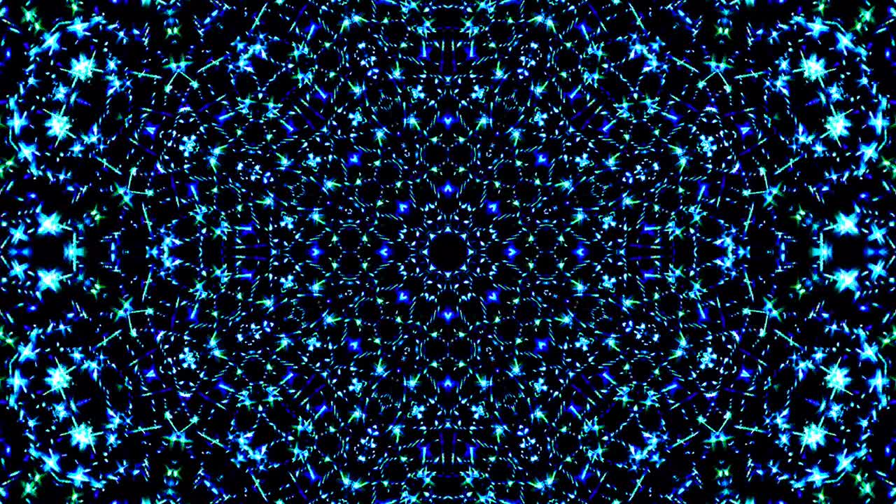 Bright abstract light governing full color, kaleidoscope, black background