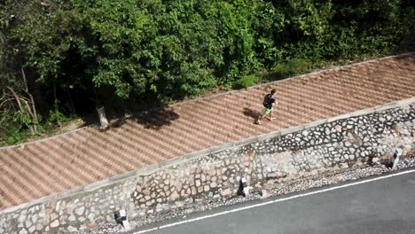 person walking on a path in a park