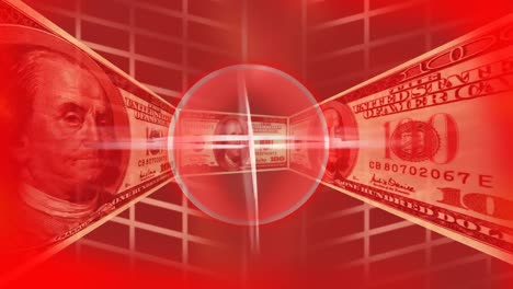 dollars in a red background