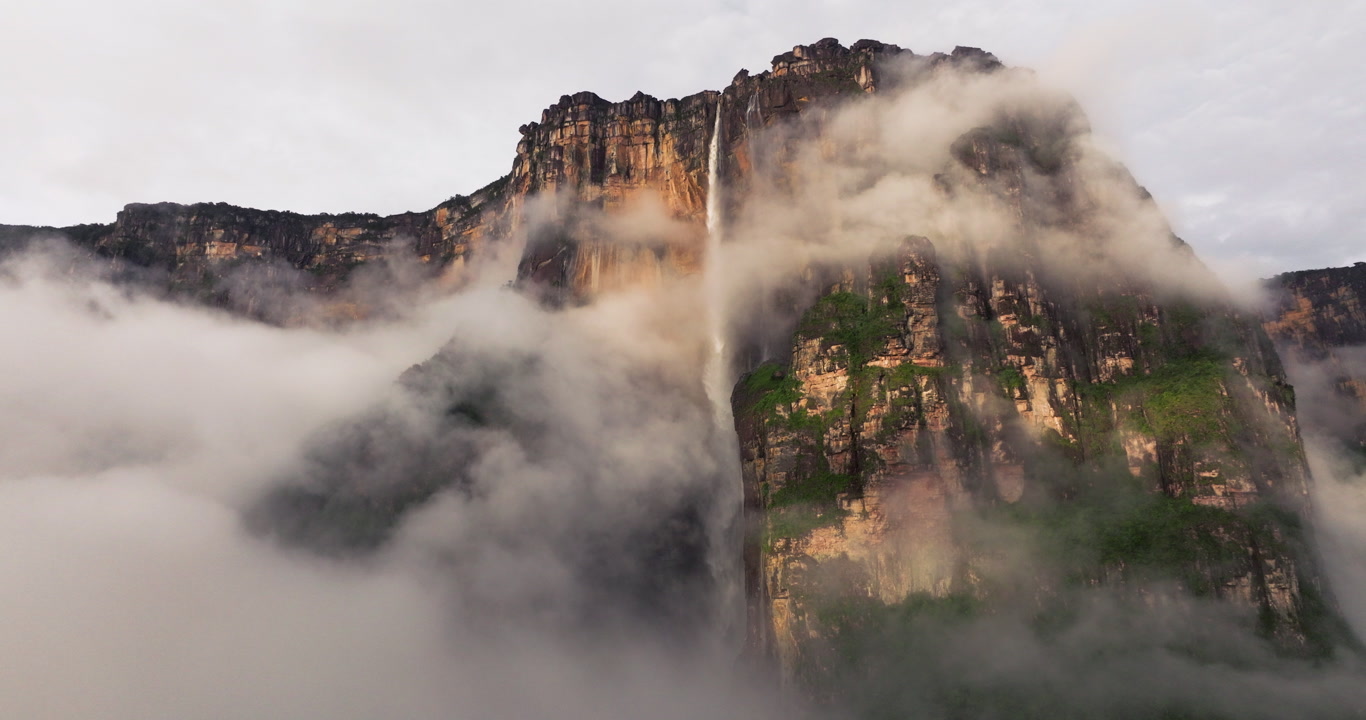 Idyllic View Of Angel Falls In Canaima National Park, Venezuela - Drone Shot