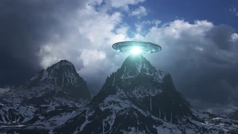 ufo over snowy mountains