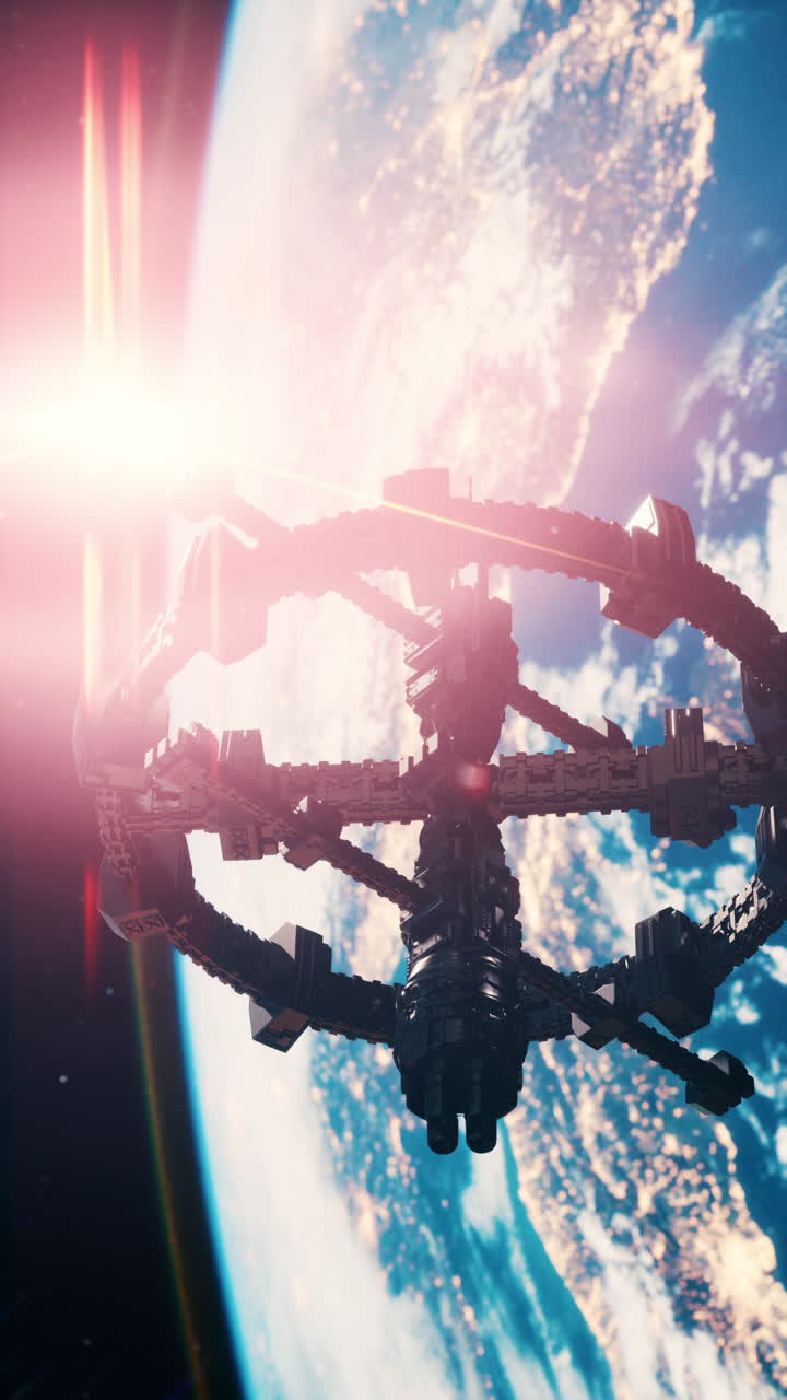 estación espacial en órbita alrededor de la tierra