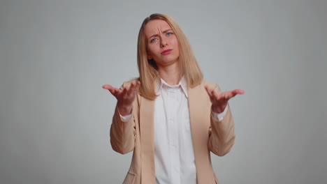 business woman loses becoming surprised by lottery results bad fortune loss unlucky news