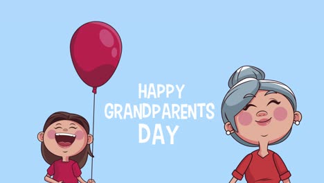 happy grandparents day lettering with grandmom and girl