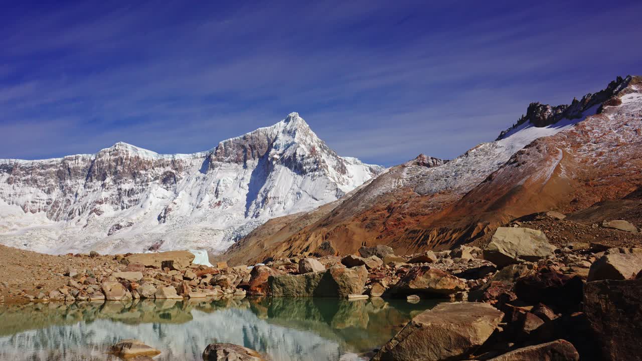 Time-Lapse of Clouds Moving Over Mount San Lorenzo in Perito Moreno National Park. Patagonia