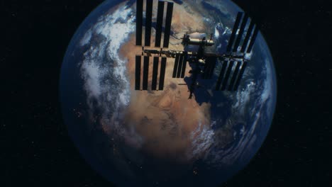 international space station in outer space over the planet earth orbit