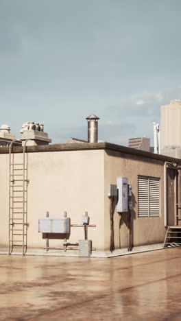 a rooftop in the city