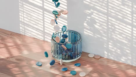 stylish decorative glass container with round discs