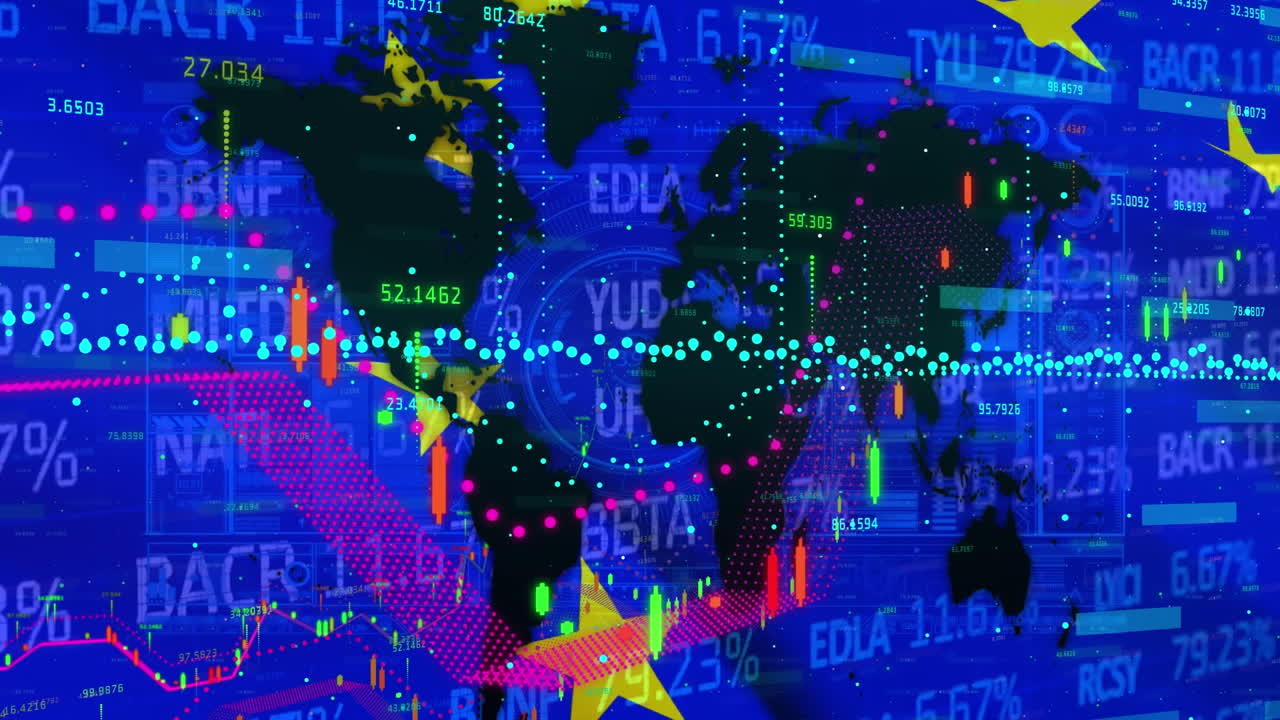 유럽 연합의  ⁇ 발 위에서 금융 데이터 처리의 애니메이션