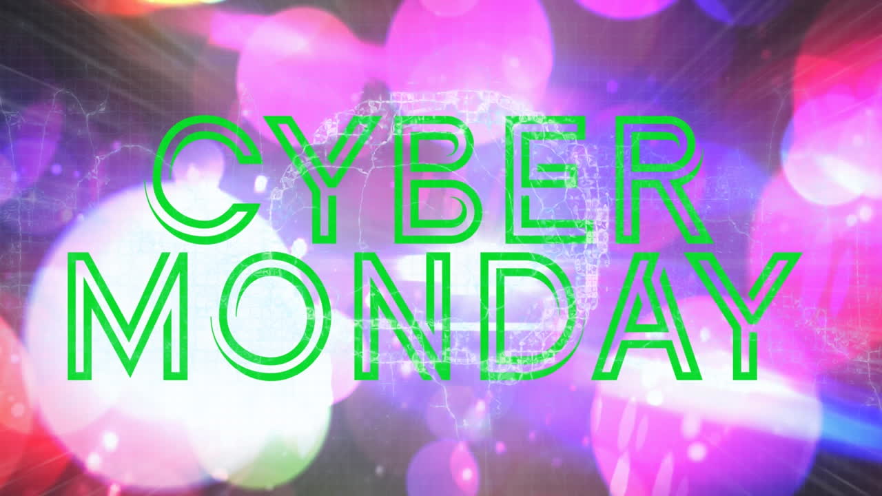 검은 바탕에 사이버 월요일 텍스트와 뇌의 애니메이션