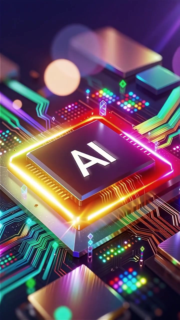 Futuristic AI Chip Motherboard Technology Background