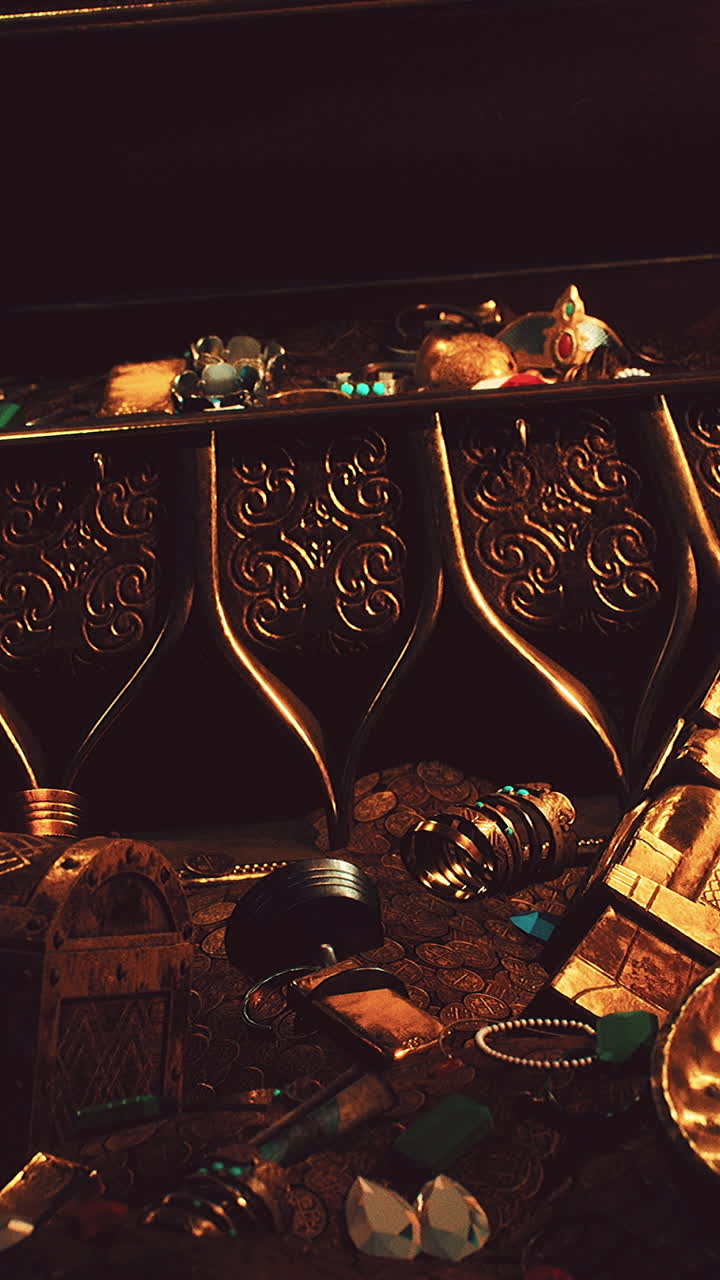 un antiguo cofre de tesoros lleno de oro y joyas