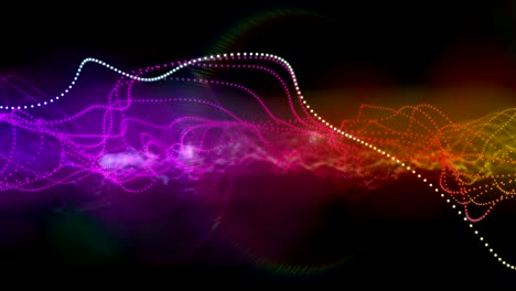 nube colorida de puntos fluctúan en negro, animación 3d, sin costuras