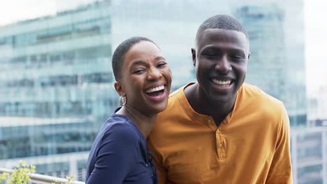 Portrait-of-smiling-african-american-business-people-in-office,-slow-motion,-copy-space