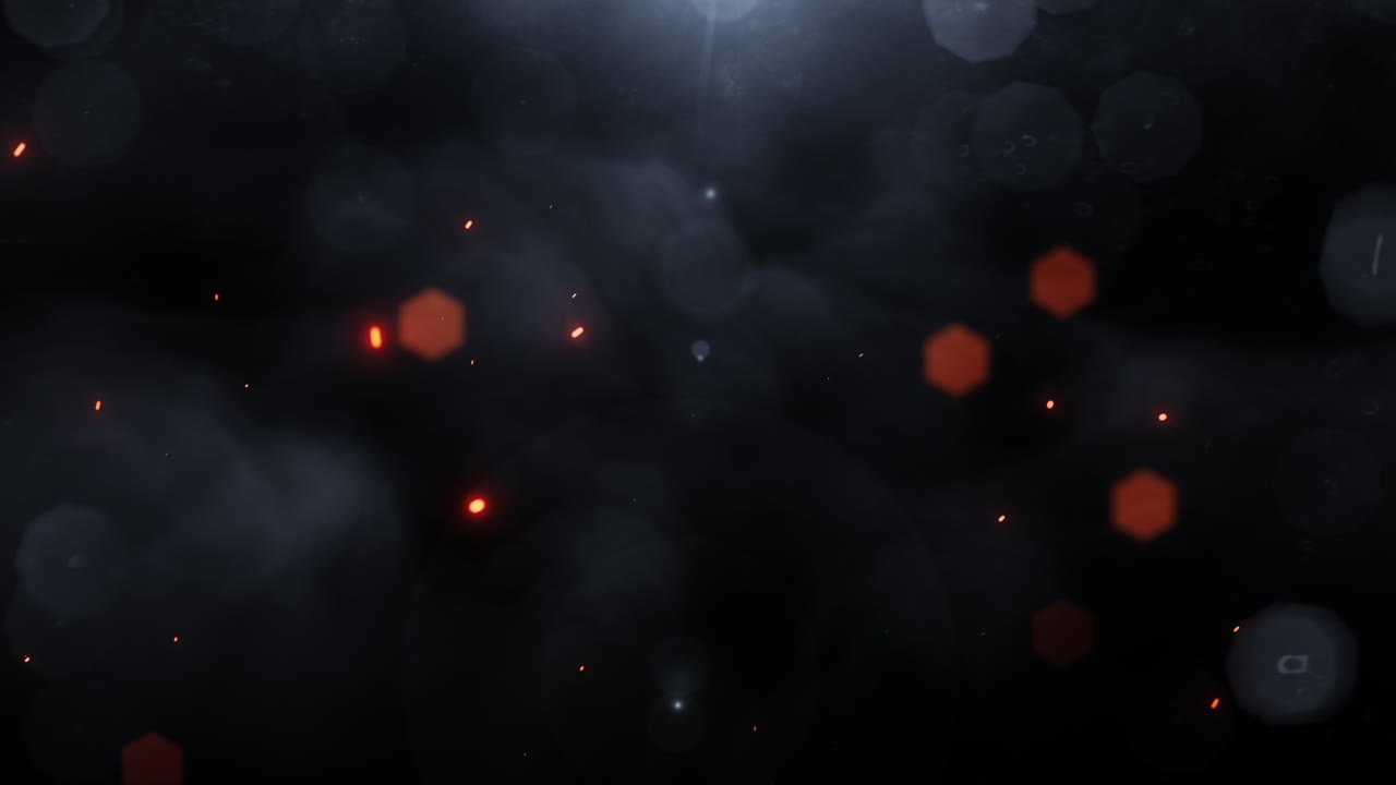 Abstract Floating Red Particles and Bokeh on Dark Background