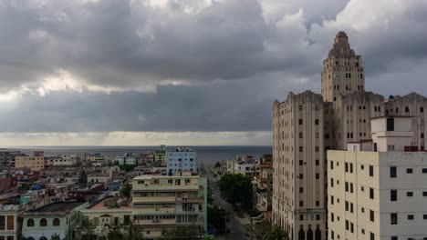 beautiful aerial time lapse view of the havana city, capital of cuba, during a vibrant cloudy day