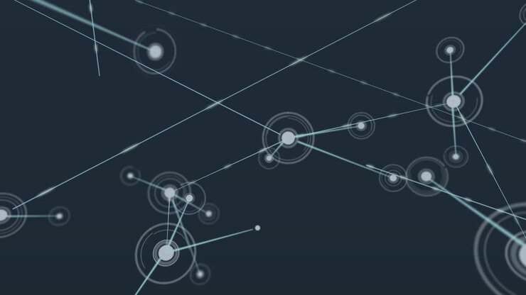 Animation on network of connections over black background