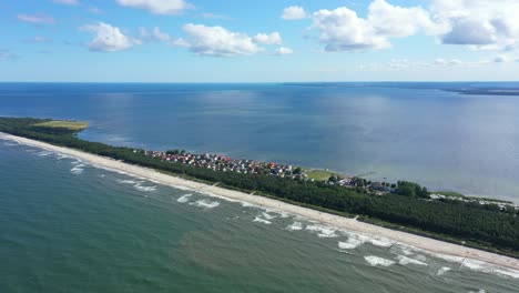 Baltic-Sea,-Aerial-View-of-Chalupy-city-in-Poland-Sandy-Beaches