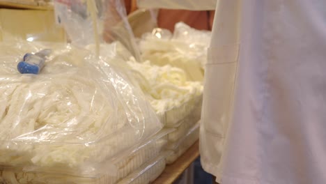 cheese display at a market