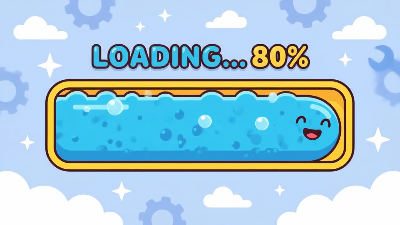 Cartoon Loading Progress Bar Animation with Cute Face