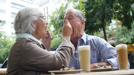 senior couple feeding dessert to each other 4k